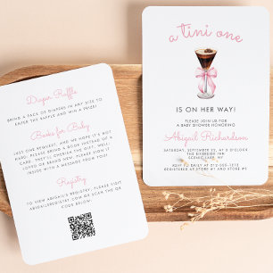 Invitation Tini One Espresso Martini QR Code Girl Baby shower