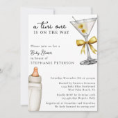 Invitation Tini One Est Sur Le Chemin Baby shower Martini Jau (Devant)