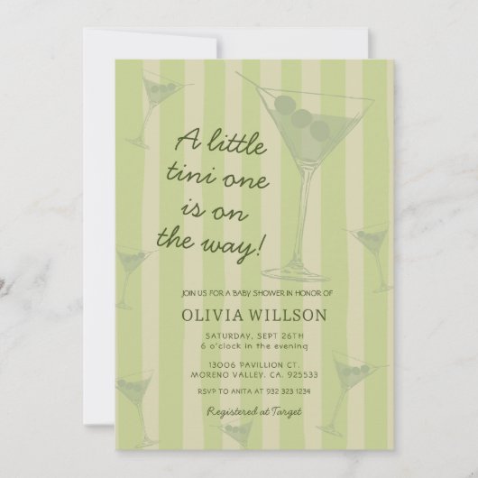 Invitation  Tini One Is On The Way Martini Baby Shower  (Devant)