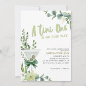 Invitation Tini one martini vert genre neutre baby shower (Devant)