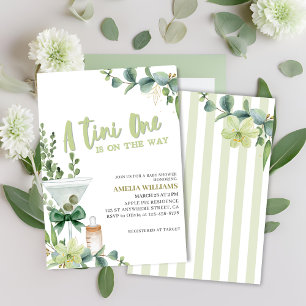 Invitation Tini one martini vert genre neutre baby shower