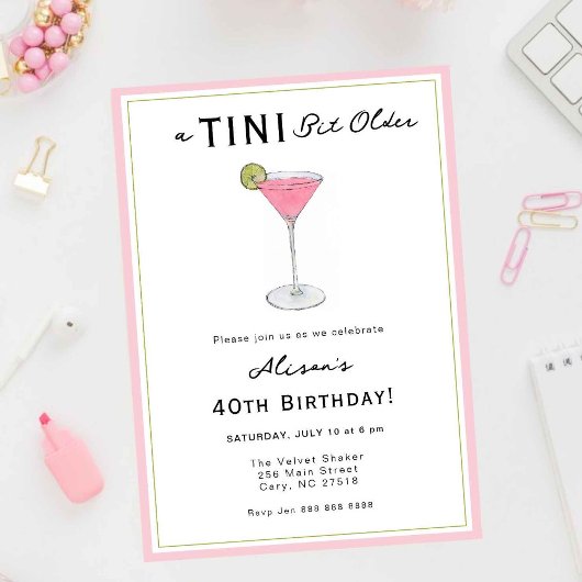 Invitation TINI un peu plus vieux Cocktail fête d'anniversair