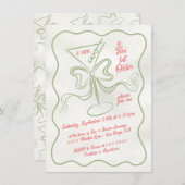 Invitation Tini un peu plus vieux Martini Bow Funky Anniversa (Devant / Derrière)