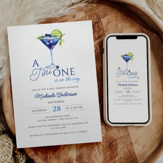 Invitation Tini Un Sur Le Chemin Aquarelle Baby shower Martin