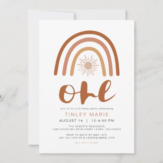 Invitation TINLEY Boho Terracotta arc-en-ciel soleil premier (Devant)