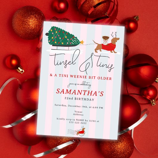 Invitation Tinsel & Tinis Tini Weenie Bit Christmas Birthday