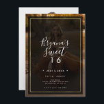 Invitation Tint foncé Revêtement or moderne Sweet 16<br><div class="desc">Customisez comme vous voulez. Une photo peut être ajoutée à l'avant et à l'arrière.</div>