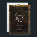 Invitation Tint foncé Revêtement or moderne Sweet 16<br><div class="desc">Customisez comme vous voulez. Une photo peut être ajoutée à l'avant et à l'arrière.</div>