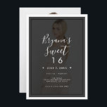 Invitation Tint foncé Tranche Bordure moderne Sweet 16<br><div class="desc">Customisez comme vous voulez. Une photo peut être ajoutée à l'avant et à l'arrière.</div>