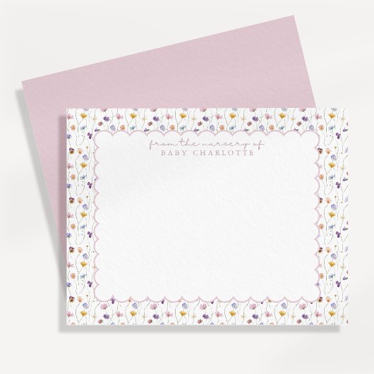 Invitation Tiny Floral Scalloped Nursery Note Card
