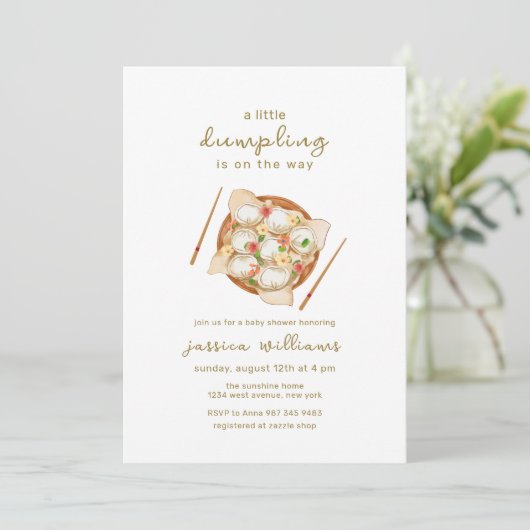 Invitation Tiny Flower Bao Dumpling Baby Shower  (Debout devant)