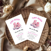 Invitation Tiny Kicks Sneakers Sports Pink Baby Shower 