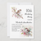 Invitation Tiny Sparrow Cherry Blossoms Printemps 90e Anniver (Devant)