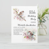 Invitation Tiny Sparrow Cherry Blossoms Printemps 90e Anniver (Debout devant)