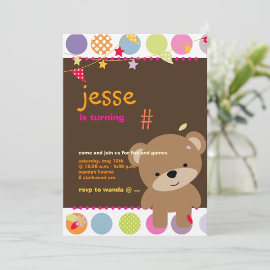 Invitation Tiny Teddy Bear (Debout devant)