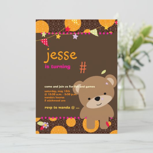 Invitation Tiny Teddy Bear (Debout devant)