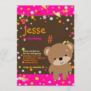 Invitation Tiny Teddy Bear/DO-IT-YOURSELF arrière - plan+text