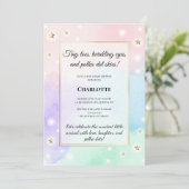 Invitation Tiny Toes Polka Point Bébé Fête Luxe Pastel (Debout devant)