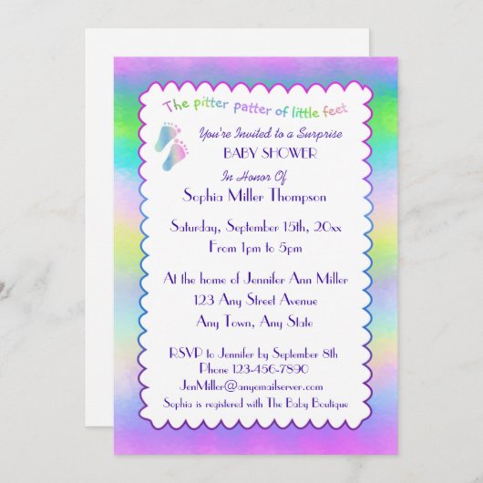 Invitation Tiny Tootsies (Devant / Derrière)