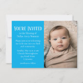 Invitation Tiny White Spots sur Blue Photo Baby Blessing (Devant)