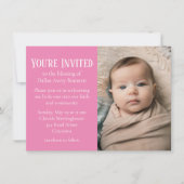 Invitation Tiny White Spots sur Pink Photo Blessing bébé (Devant)