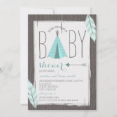 Invitation Tipi turquoise + Baby shower Plumes (Devant)