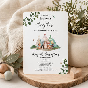 Invitation Tipis Bohèmes et Petits Pieds de la Forêt Baby Sho