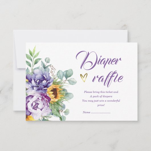 Invitation Tirage au sort de couches violet et jaune (Devant)