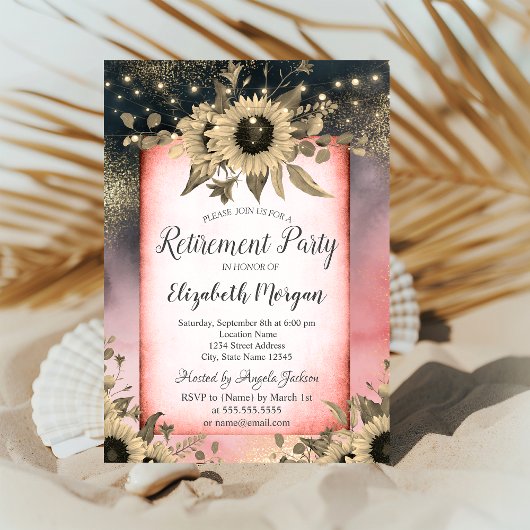 Invitation Tirage d'aquarelle en or des tournesols