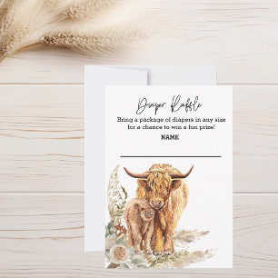 Invitation Tirage de couche Boho Highland Cow Baby Shower 
