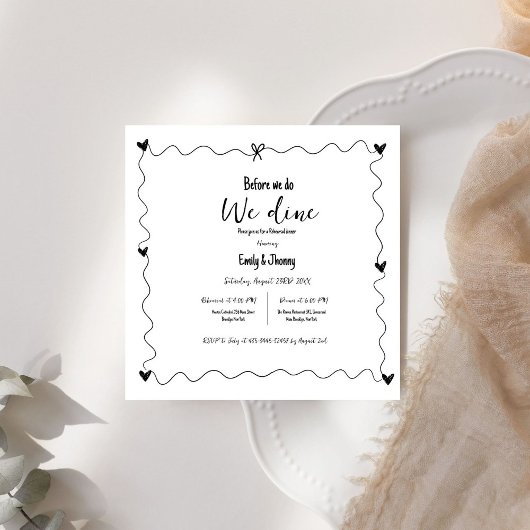 Invitation Tiré À La Main Avant De Dîner De Répétition