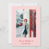 Invitation Tiré Rouge rose Vavy Frame Photo Anniversaire (Dos)