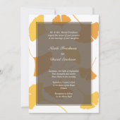 Invitation Tirer ginkgo feuille gris doré mariage d'automne (Devant)