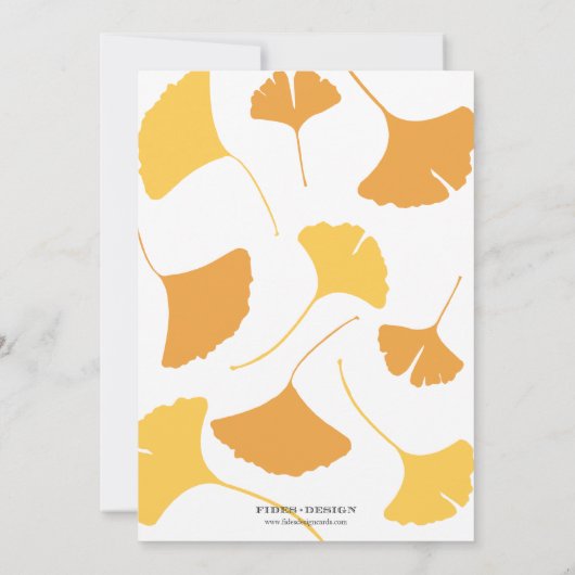 Invitation Tirer ginkgo feuille gris doré mariage d'automne (Dos)