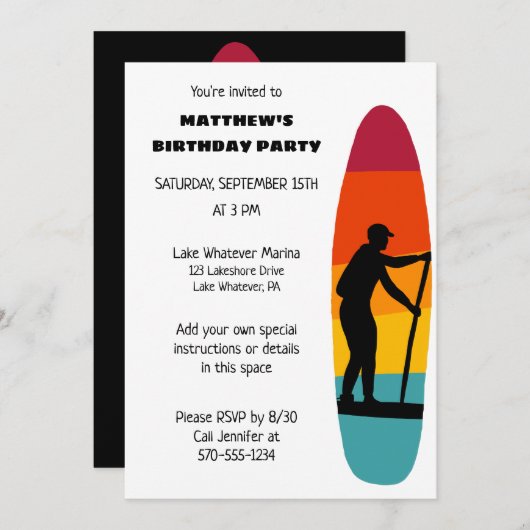 Invitation Tirez-vous vers le haut Paddle Board SUP Custom Pa (Devant / Derrière)