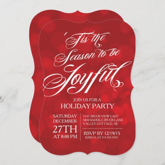 Invitation Tis élégant la fête de vacances joyeuse de saison (Devant / Derrière)