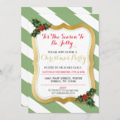 Invitation Tis l'invitation de fête de Noël de houx de vert (Devant / Derrière)