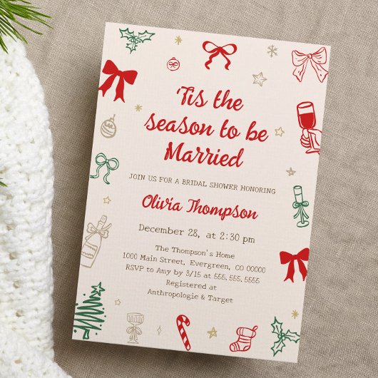 Invitation Tis the Season Christmas Bridal Shower 