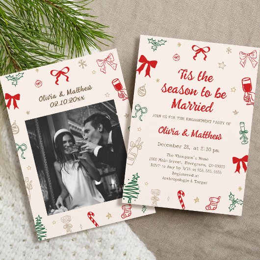Invitation Tis the Season Christmas Engagement Party