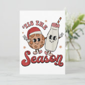 Invitation Tis The Season Cookies Milk Santa Hat Christmas Re (Debout devant)