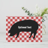 Invitation Tissu Checkered de silo de porc, rouge et blanc - (Debout devant)