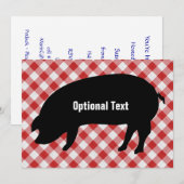 Invitation Tissu Checkered de silo de porc, rouge et blanc - (Devant / Derrière)