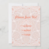 Invitation Tissu de dentelle blanche et corail Image de fond (Dos)