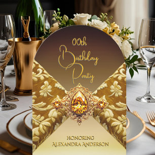 Invitation Tissu de jewel or beige foncé élégant pour anniver