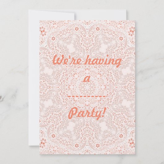 Invitation Tissu dentelle blanc et corail Image de fond (Devant)