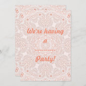 Invitation Tissu dentelle blanc et corail Image de fond (Devant / Derrière)