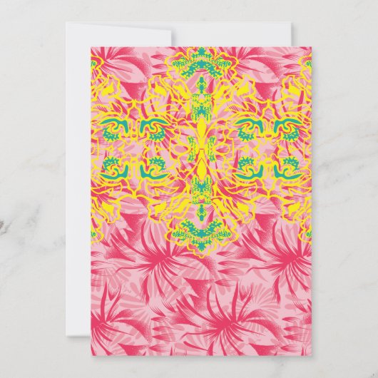 Invitation Tissu rose vif présentant un motif floral vibrant (Dos)