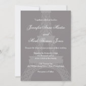 Invitation Titane et blanc Paris Tour Eiffel Mariage (Devant)