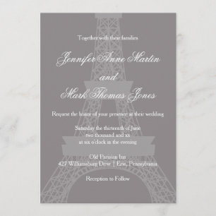 Invitation Titane et blanc Paris Tour Eiffel Mariage
