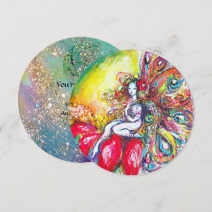 Invitation TITANIA ET FLEUR ROUGE , Paillettes de bleu sarcel